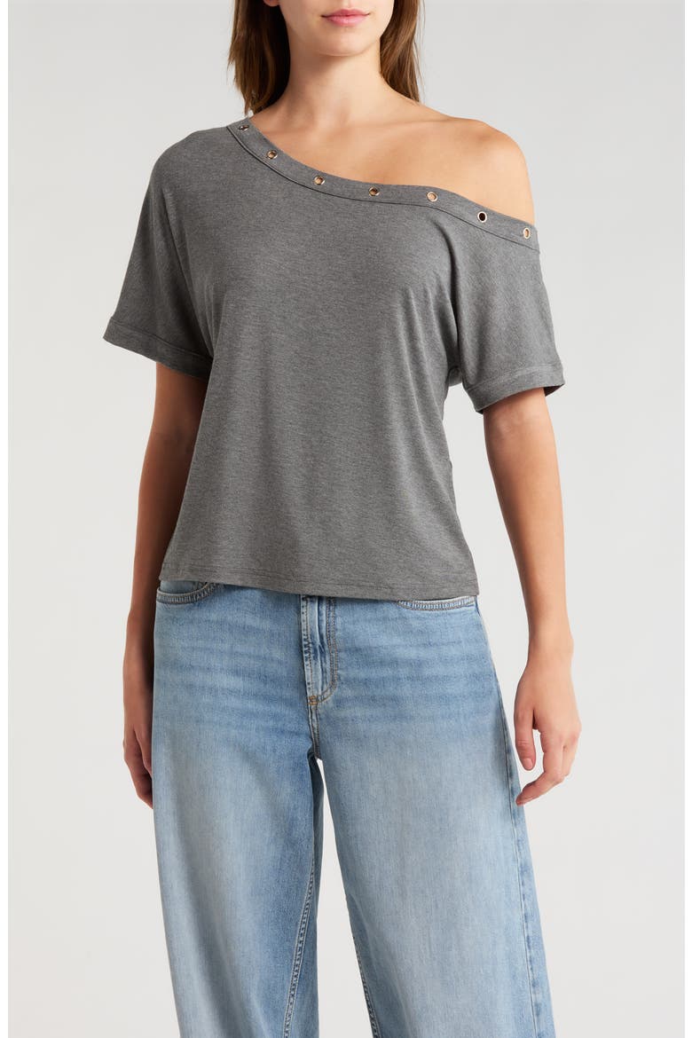 Moxie Grommet Detail One-Shoulder Top, Main, color, GRAY