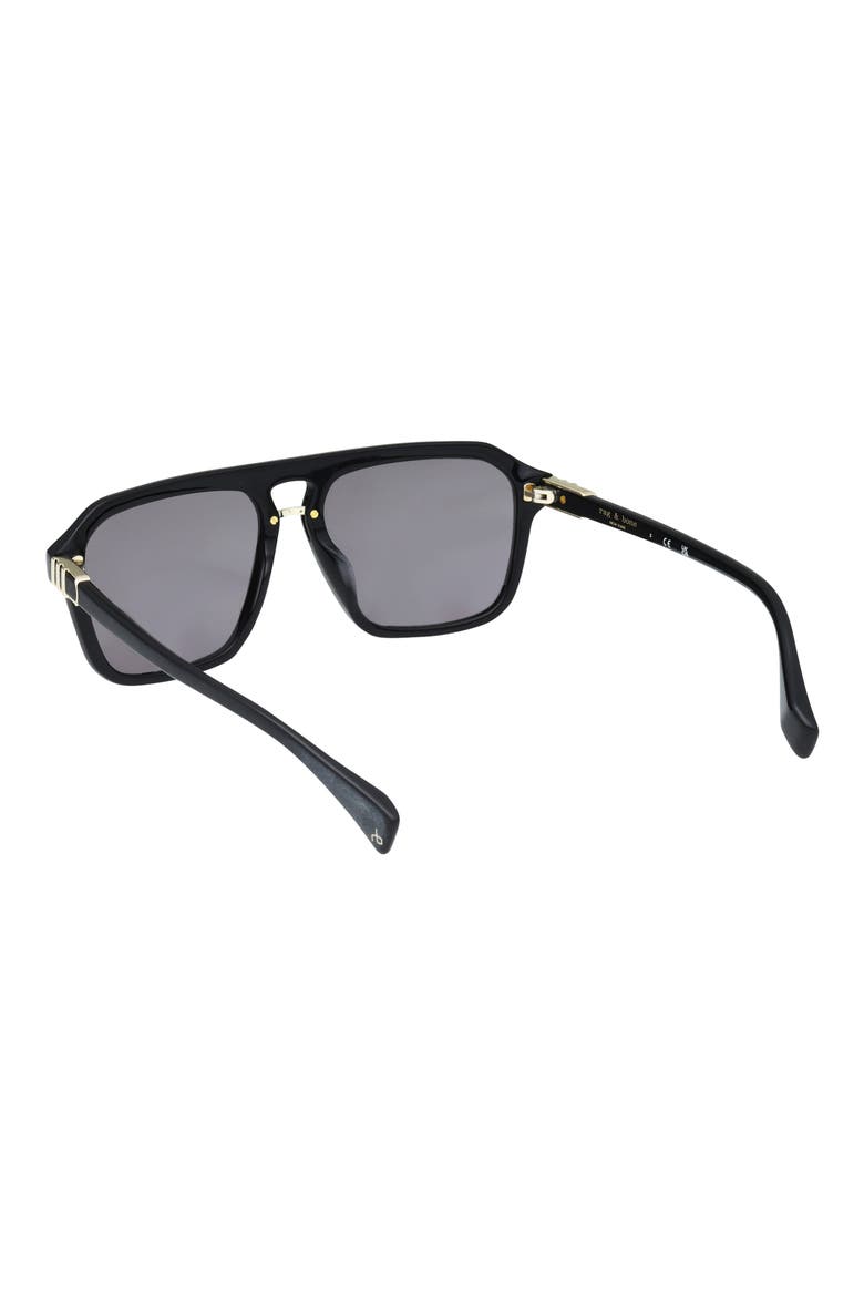56mm Pilot Sunglasses, Alternate, color, MATTE BLACK OUTSIDE SHINY BLAC