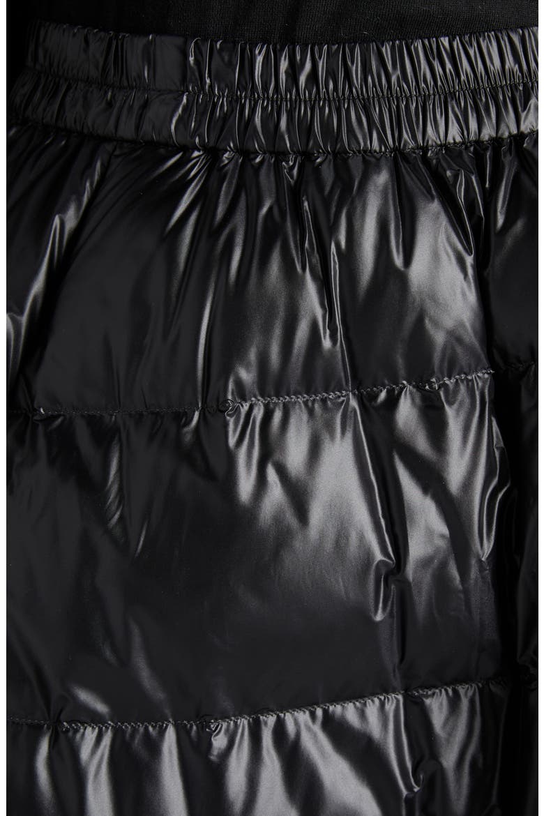 Quilted Recycled Nylon Midi Skirt, Alternate, color, BLACK