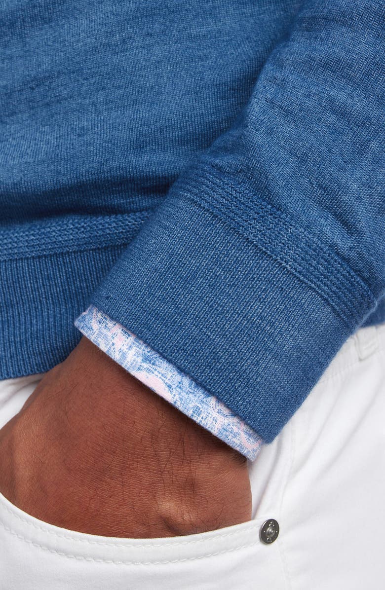 David Donahue Skipper Merino Wool Blend Quarter Zip Sweater, Alternate, color, Tidal Blue