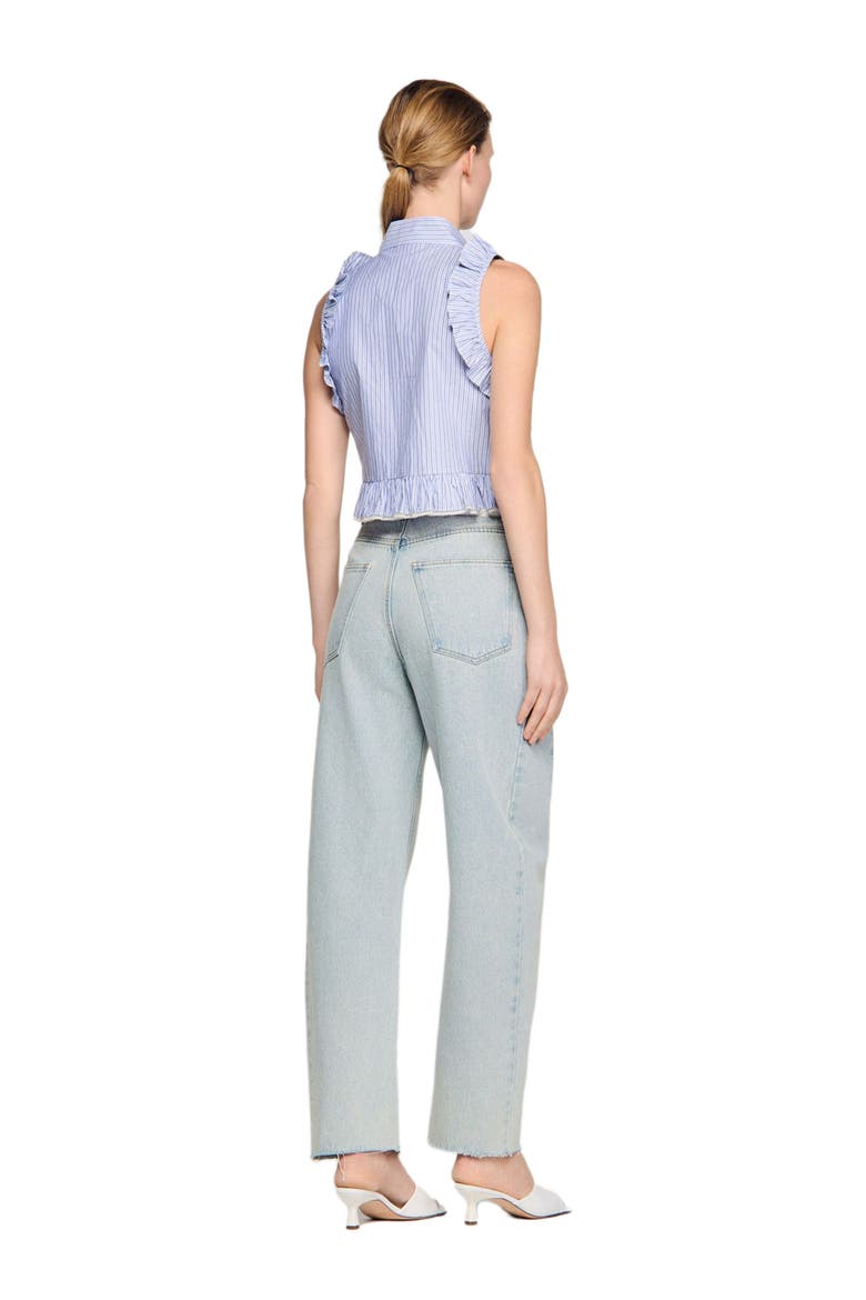 Striped ruffled shirt, Alternate, color, Bleu / marine