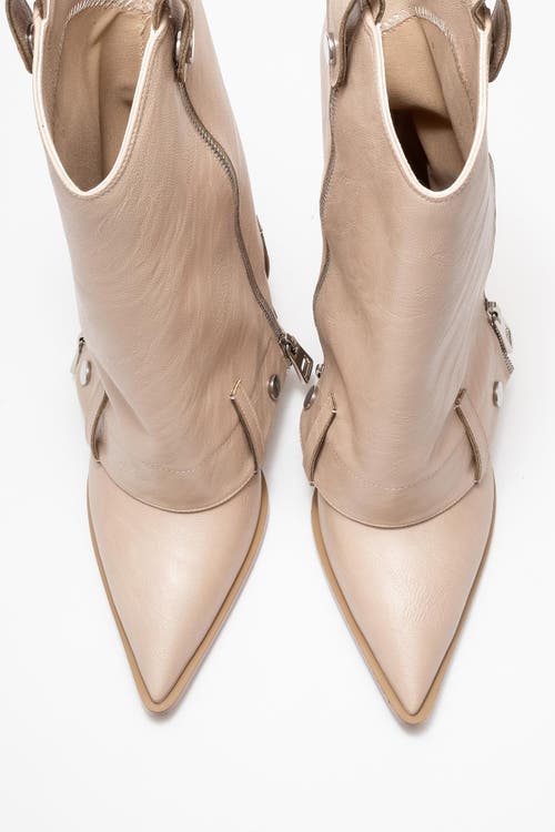 Prologue Shoes Lola Zip Pointed Toe Heel Boot In Neutral