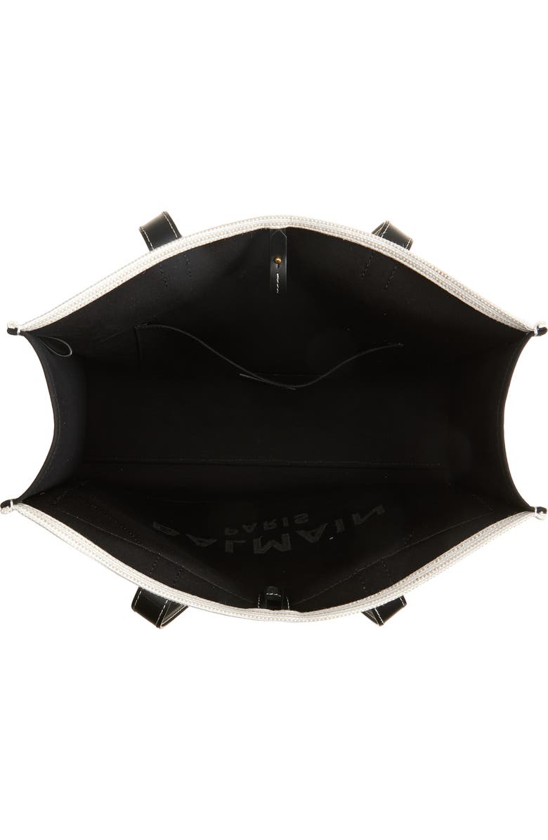 Balmain Medium B-Army Raffia Shopper Tote, Alternate, color,