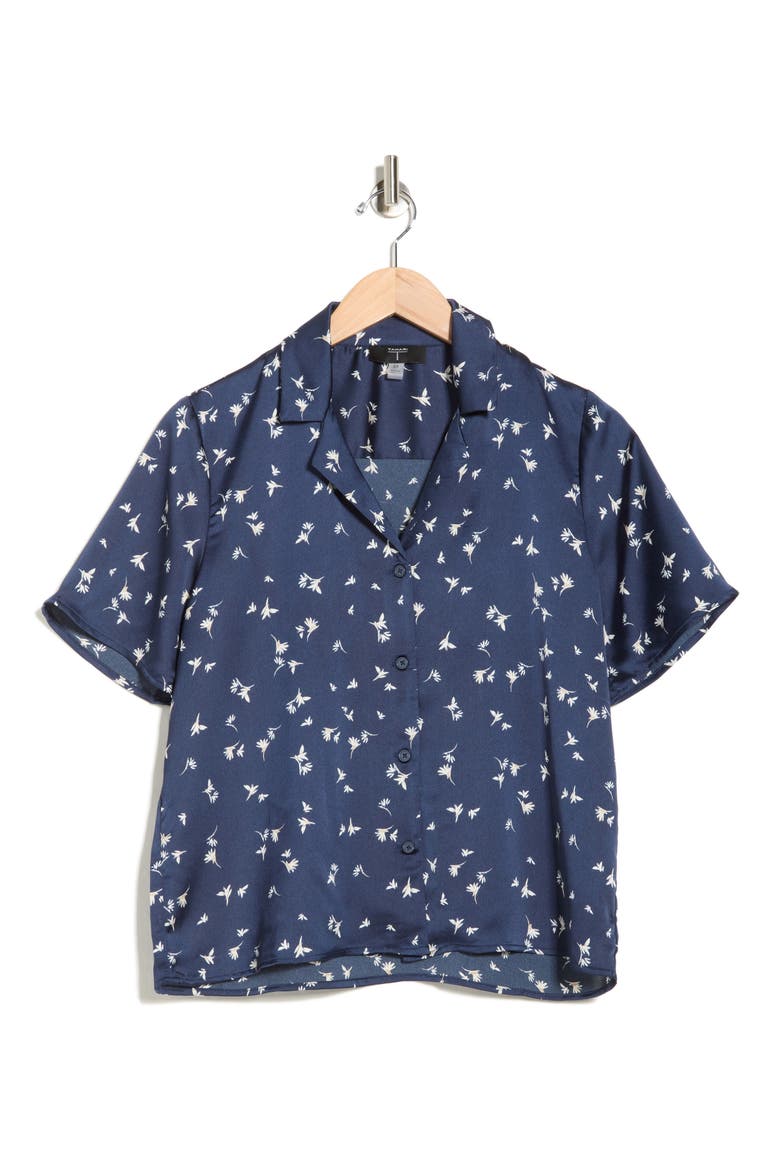 Printed Camp Shirt, Alternate, color, BLUE/ FALLING FLOWERS