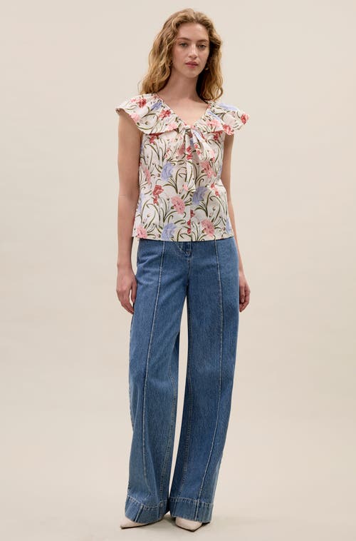 Rebecca Taylor Acosanti Floral Top In Ivory Multi In Multi