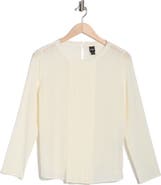 BOSS Bemiu Pleated Long Sleeve Silk Top