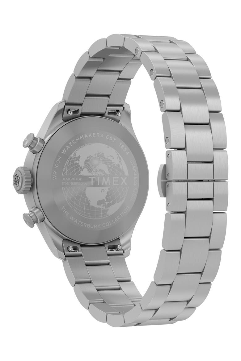 Waterbury Ace Chronograph Leather Strap Watch, 41mm, Alternate, color, SILVER