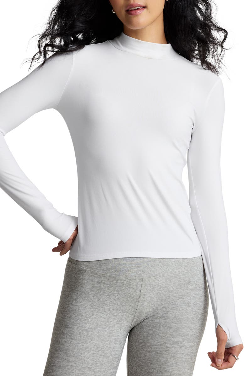 Beyond Yoga Featherweight Mock Neck Long Sleeve Top, Main, color, Cloud White