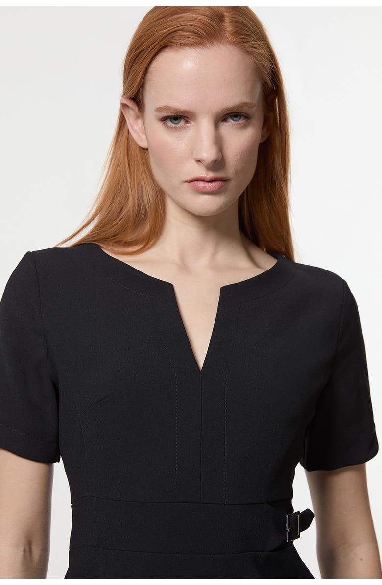 Karen Millen Military Pleat Mini Dress, Alternate, color, Black