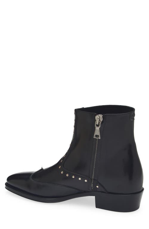 John Varvatos Ludlow Stud Wingtip Zip Boot In Black