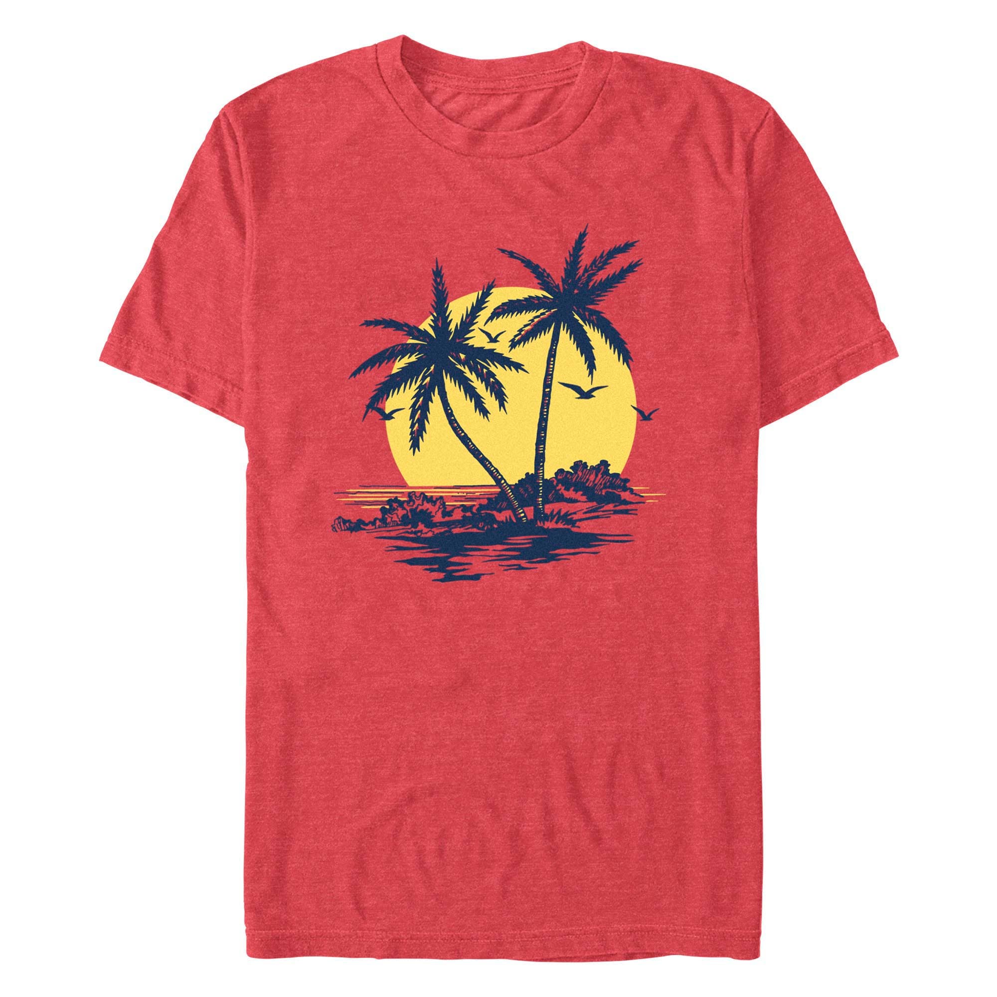 Men's Lost Gods Full Moon Palms  Graphic T-Shirt in Red Heather 
