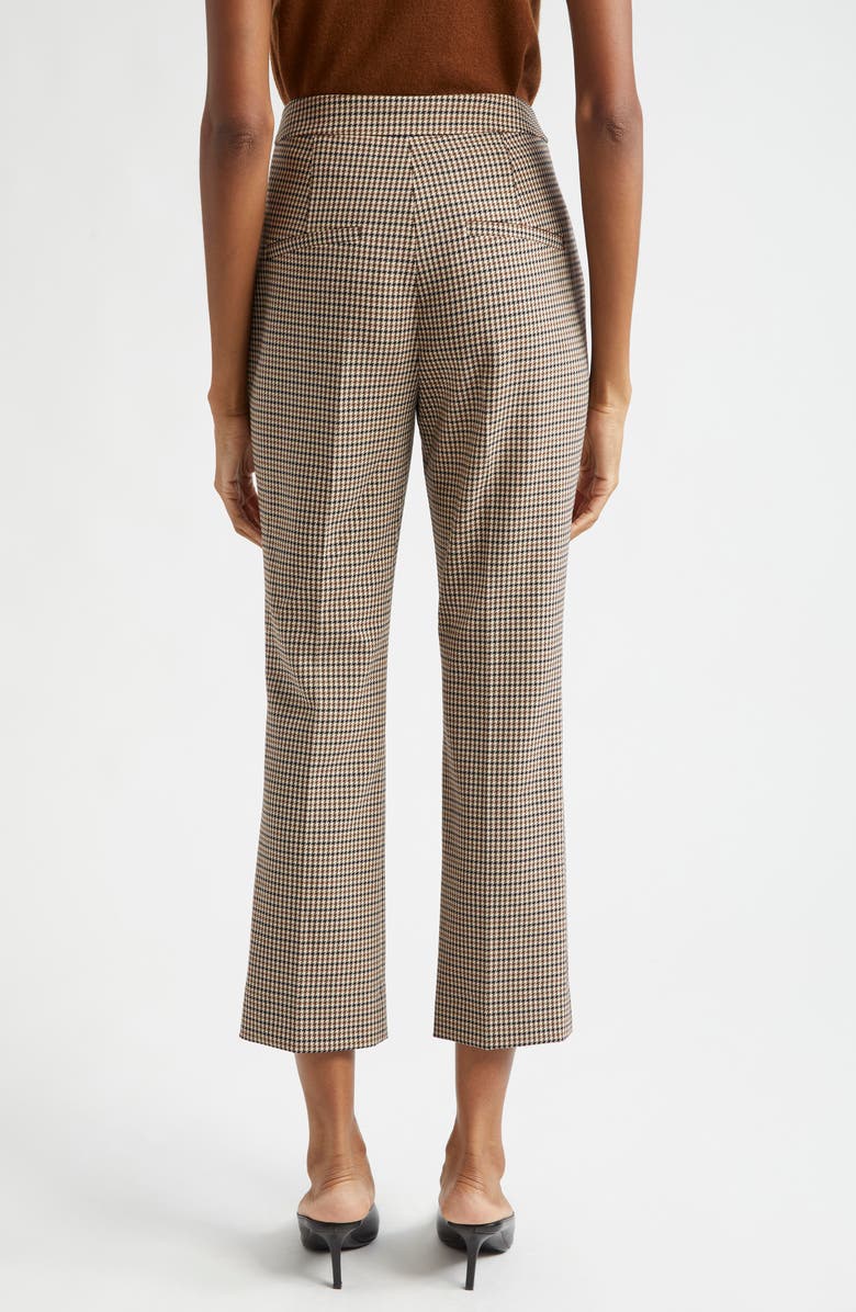 Veronica Beard Arte Houndstooth Check Crop Pants, Alternate, color, Sand Black