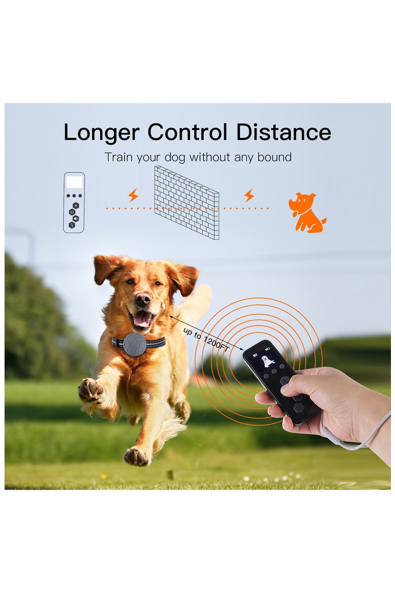 Howless LED 1-to-2 Dog 1,200 Foot Range 7-Level Vibration and Sound Training Dog Collar, Alternate, color, BLACK