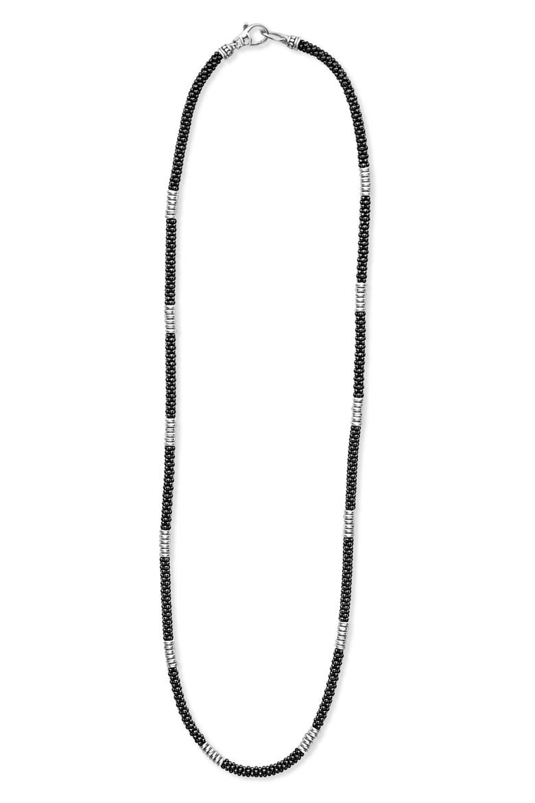 Black Caviar Ceramic Station Necklace, Main, color, BLACK