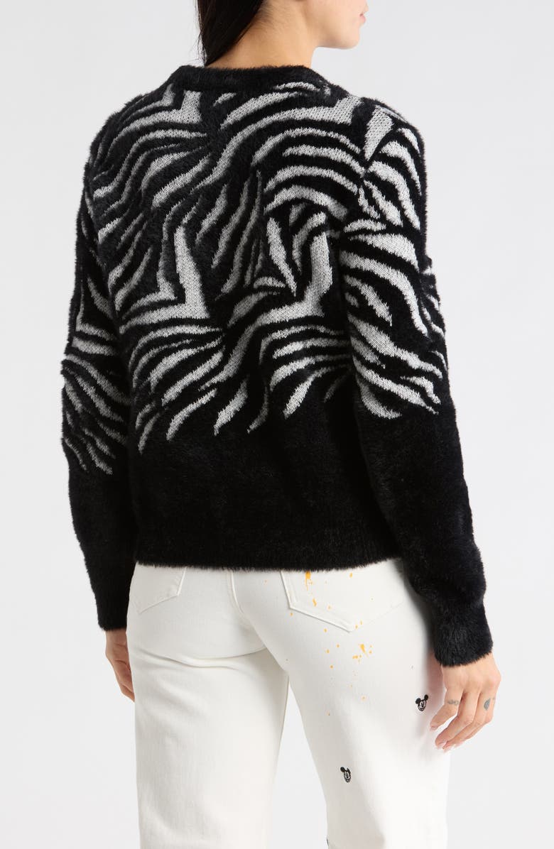 Desigual Thin Gauge Animal Print Sweater, Alternate, color, Black