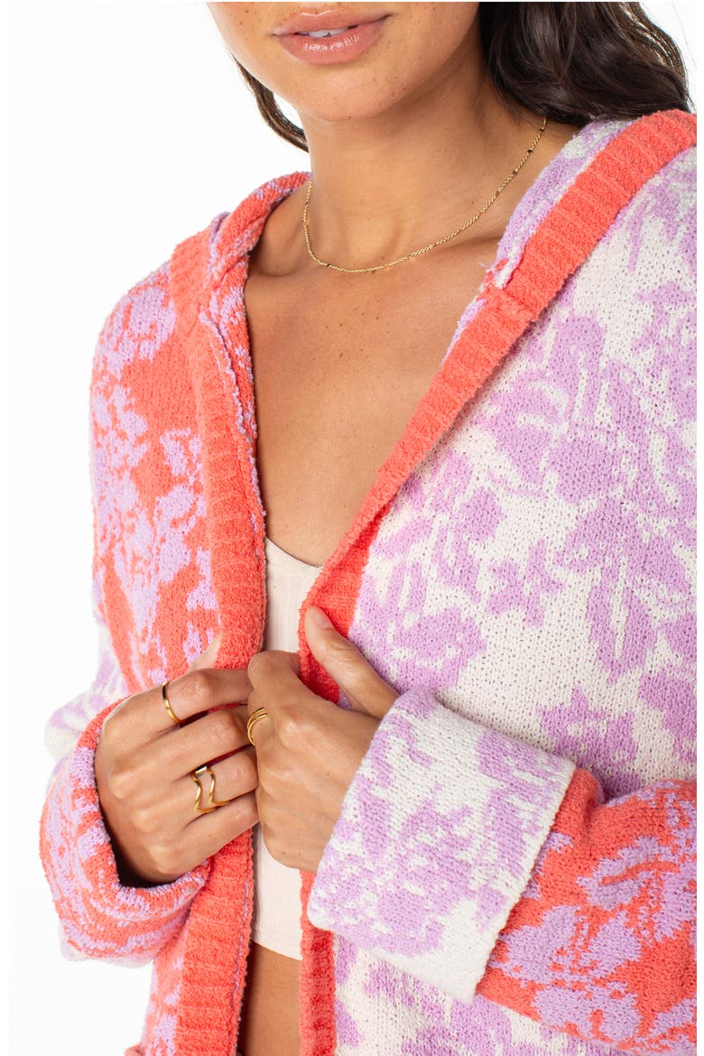 Laurel Oversize Hoodie Cardigan, Alternate, color, SUGAR CORAL SOLID