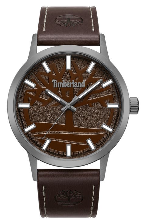 Classic Quartz Leather Strap Watch, 43mm