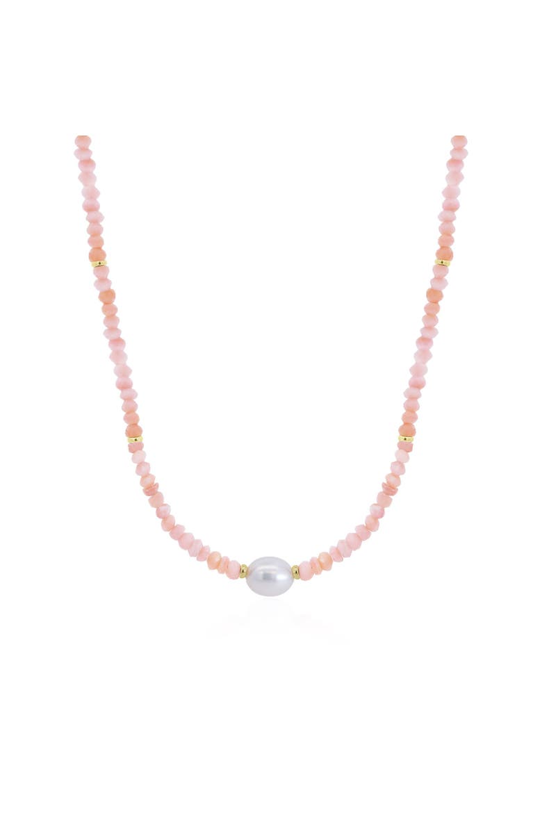 Pink Opal Bead Pearl Necklace, Main, color, Pink