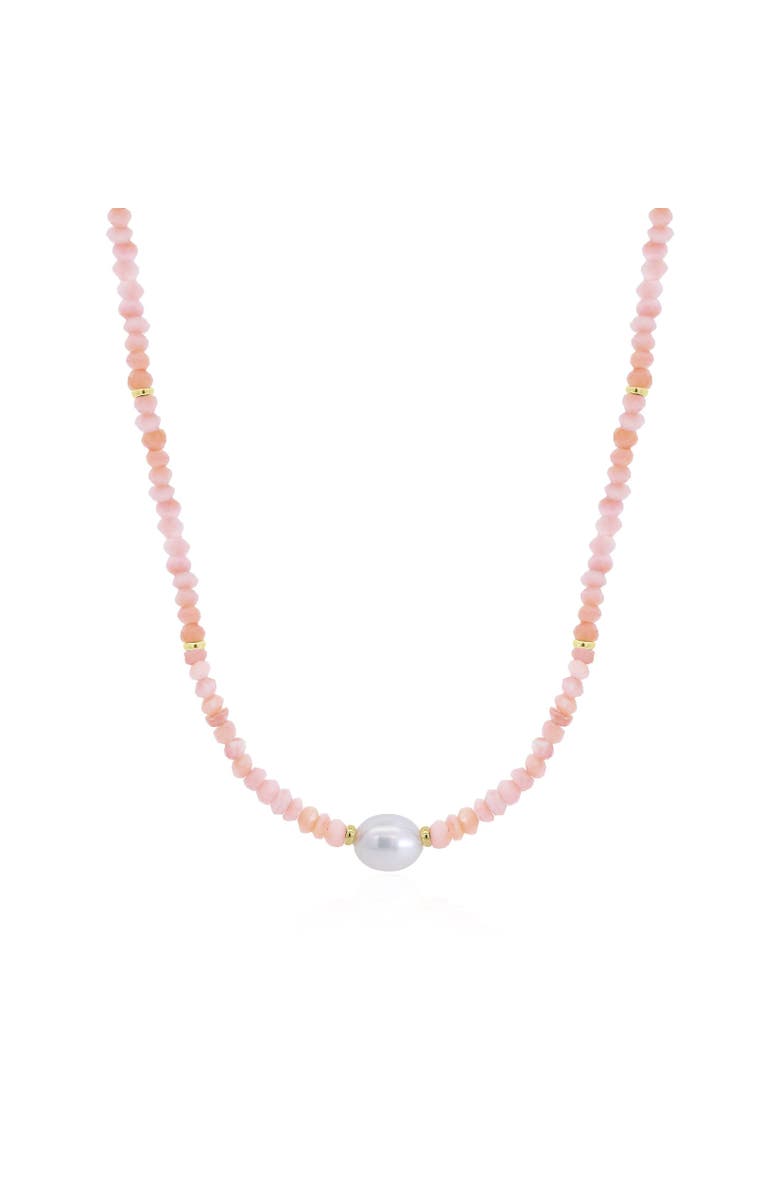 The Lovery Fine Jewelry Pink Opal Bead Pearl Necklace, Main, color, Pink