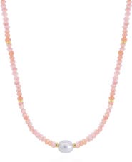 The Lovery Fine Jewelry Pink Opal Bead Pearl Necklace