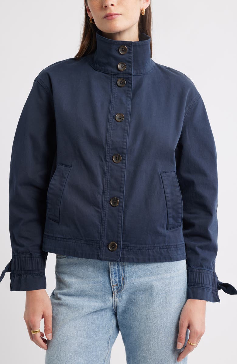 Caslon<sup>®</sup> Cotton Stretch Twill Swing Jacket, Alternate, color, Navy Still