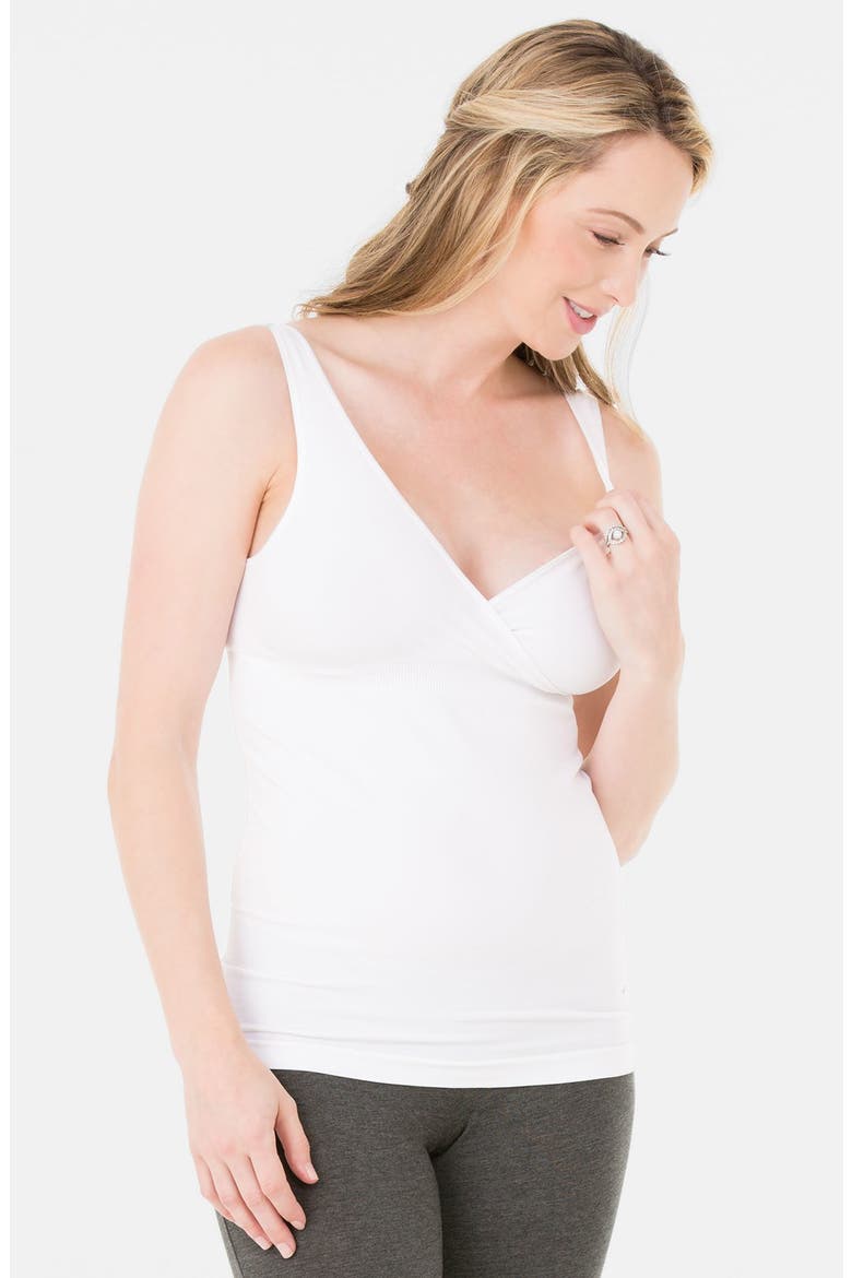 Ingrid & Isabel® Seamless Cross Front Nursing Camisole, Alternate, color, WHITE