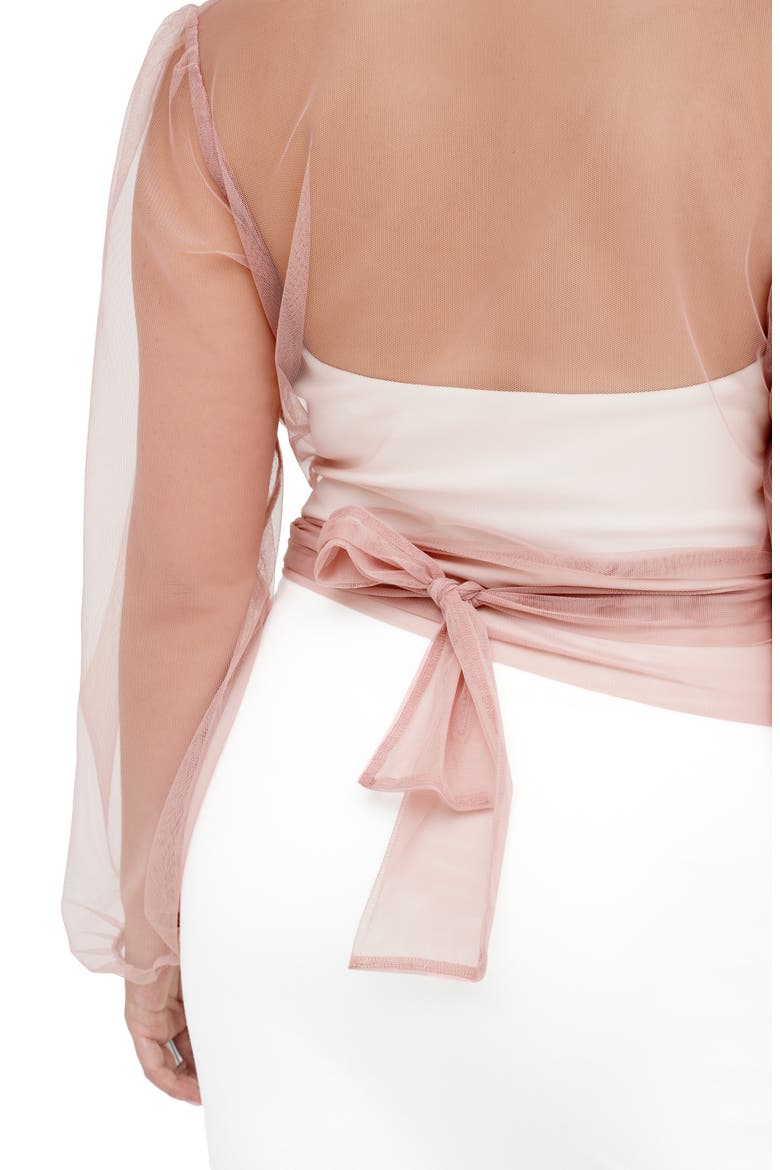 Verona Sheer Mesh Wrap Bolero, Alternate, color, DUSTY PINK