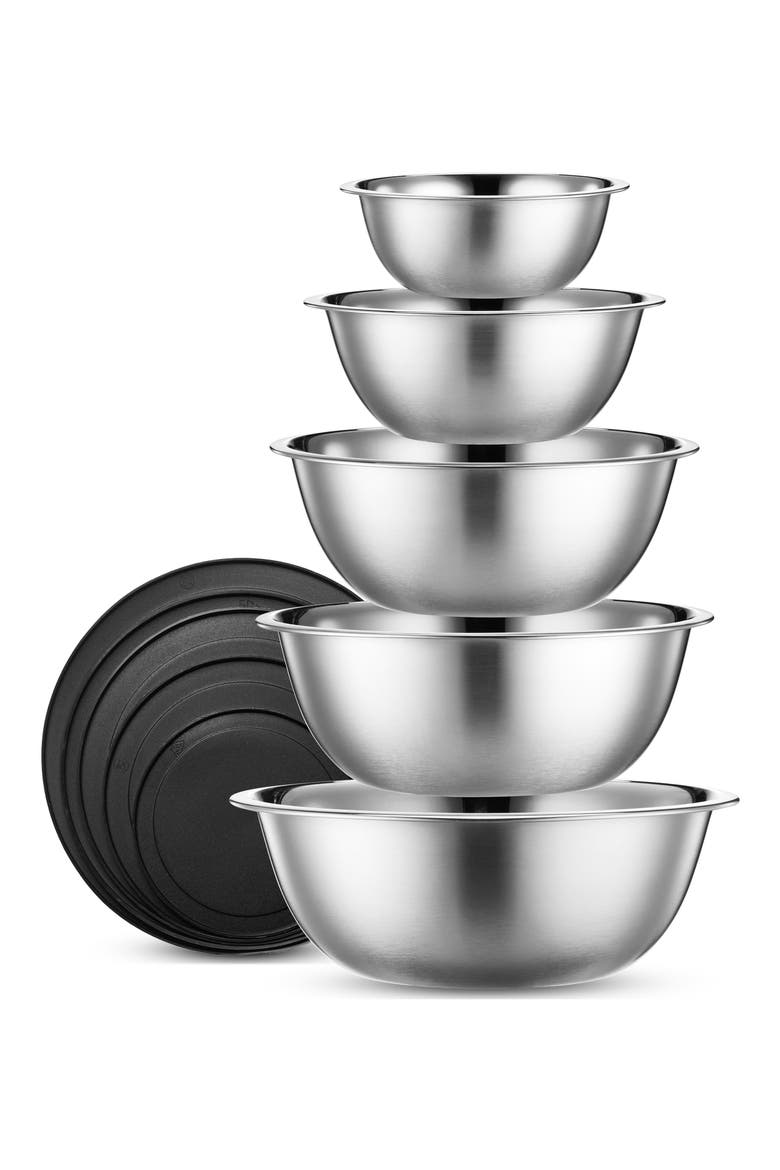 Stainless Steel Mixing Bowls and Airtight Lids - Set of 5, Main, color, NONE