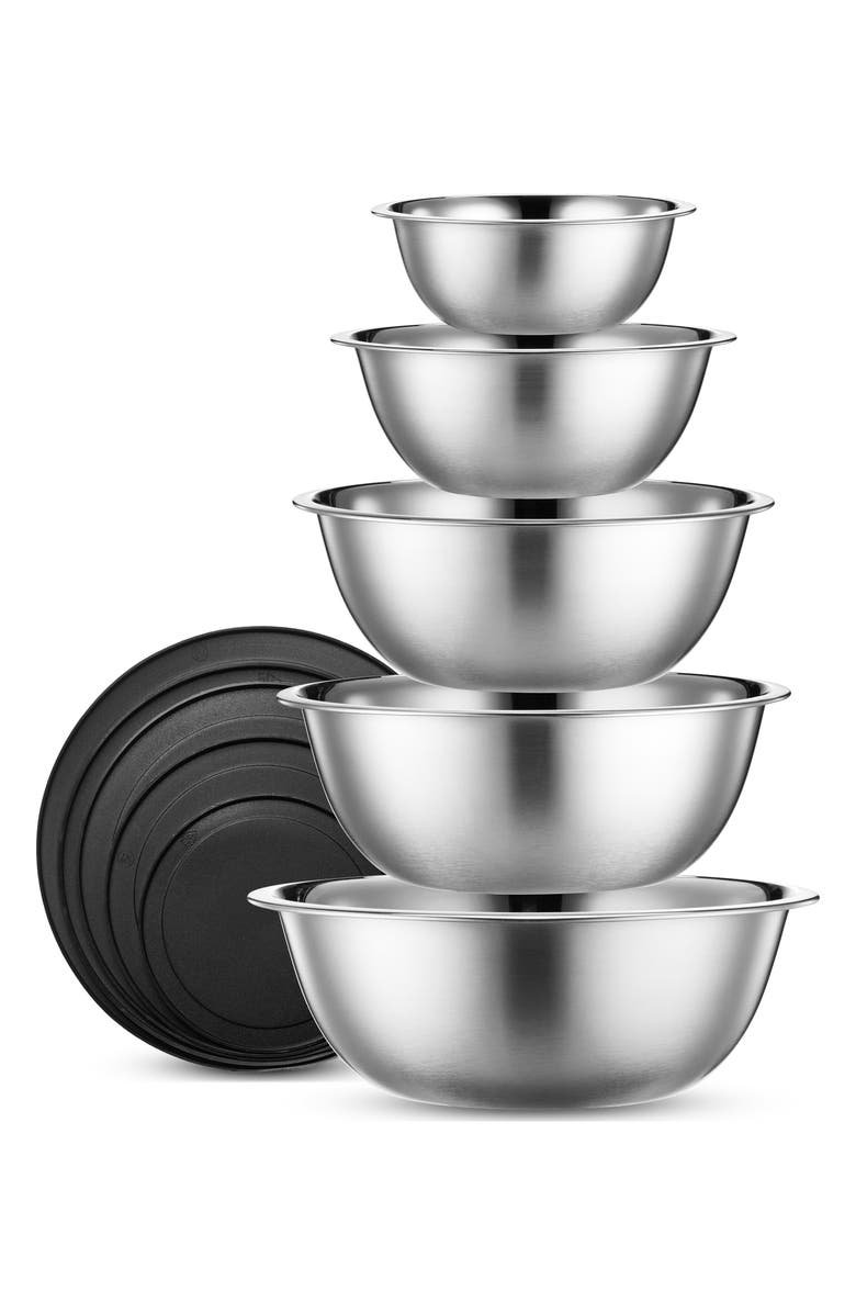 GLOMERY Stainless Steel Mixing Bowls and Airtight Lids - Set of 5, Main, color,