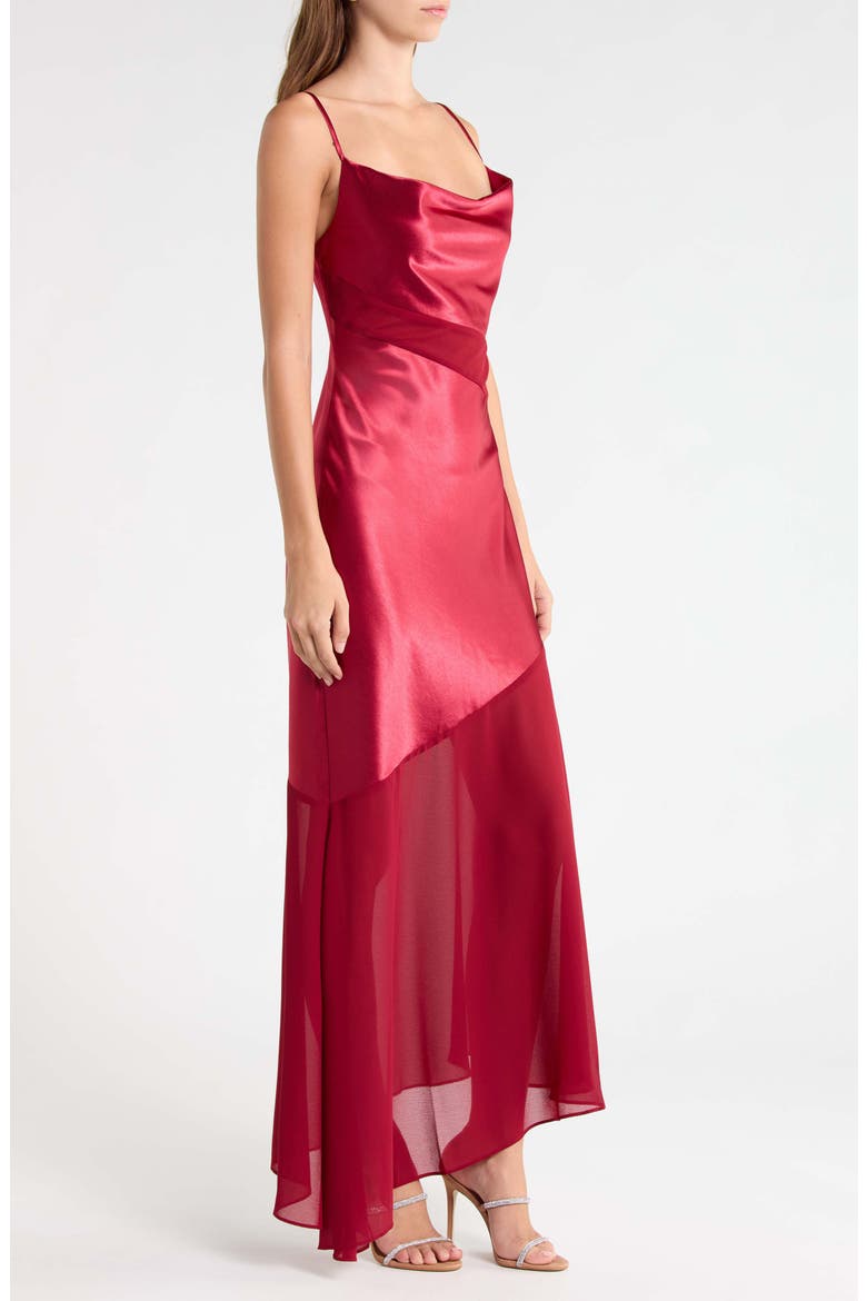 Lainey Asymmetric Midi Dress, Alternate, color, WINE RED