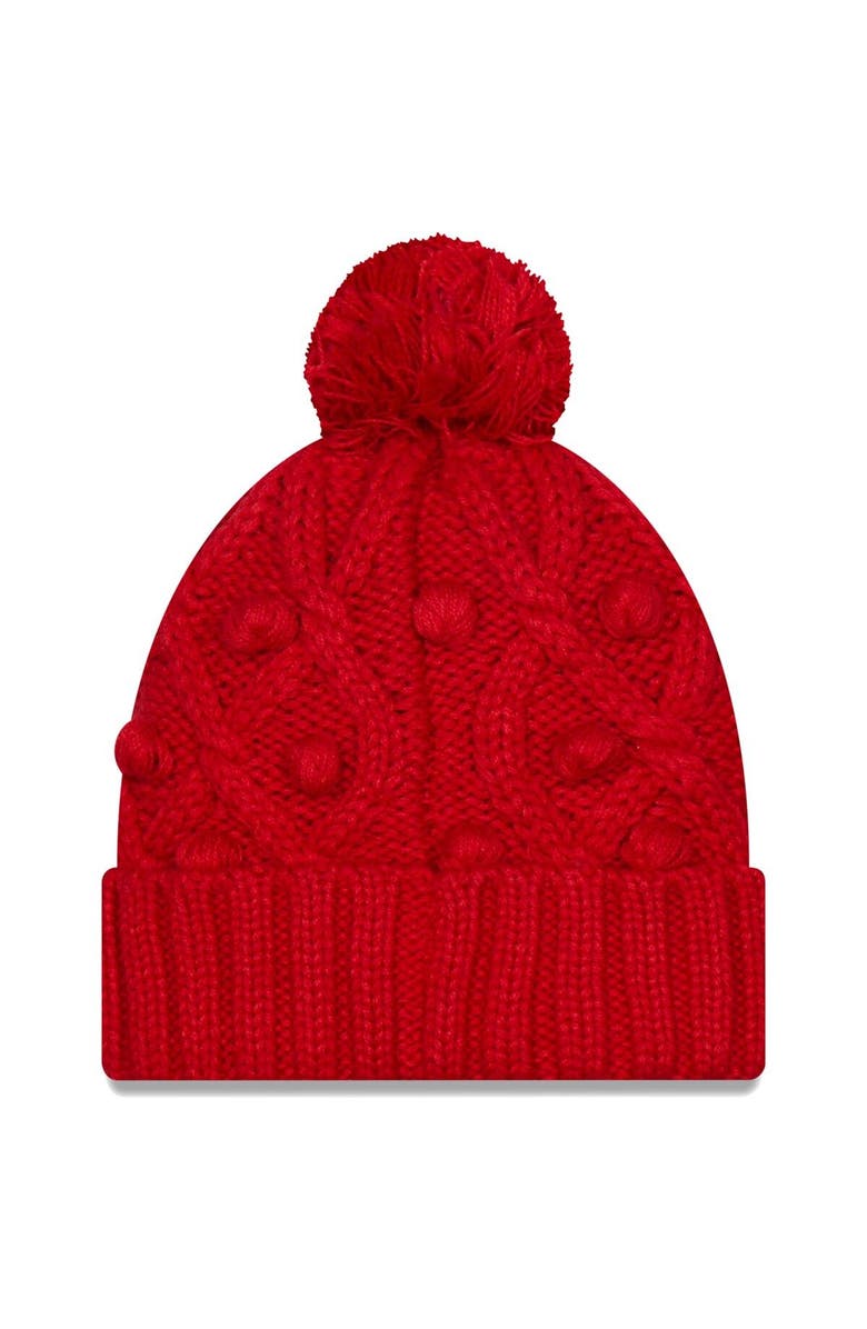 New Era Girls Youth New Era Red Tampa Bay Buccaneers Toasty Cuffed Knit Hat with Pom, Alternate, color, Red