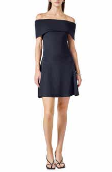 Metallic Off the Shoulder Knit Minidress