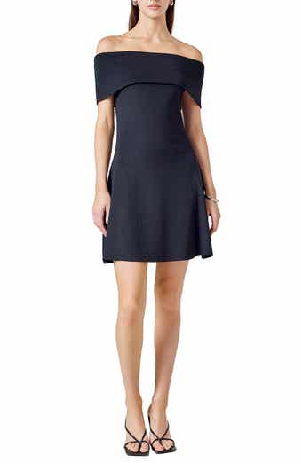 Metallic Off the Shoulder Knit Minidress