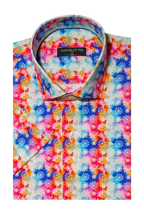 Pisaro Print Button-Up Short Sleeve Shirt
