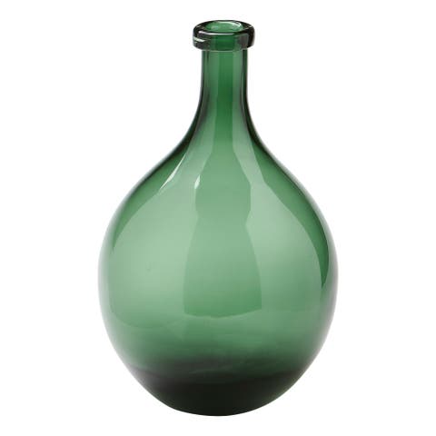 Oversized Vintage Green Glass Wine Bottle Decorative Vase