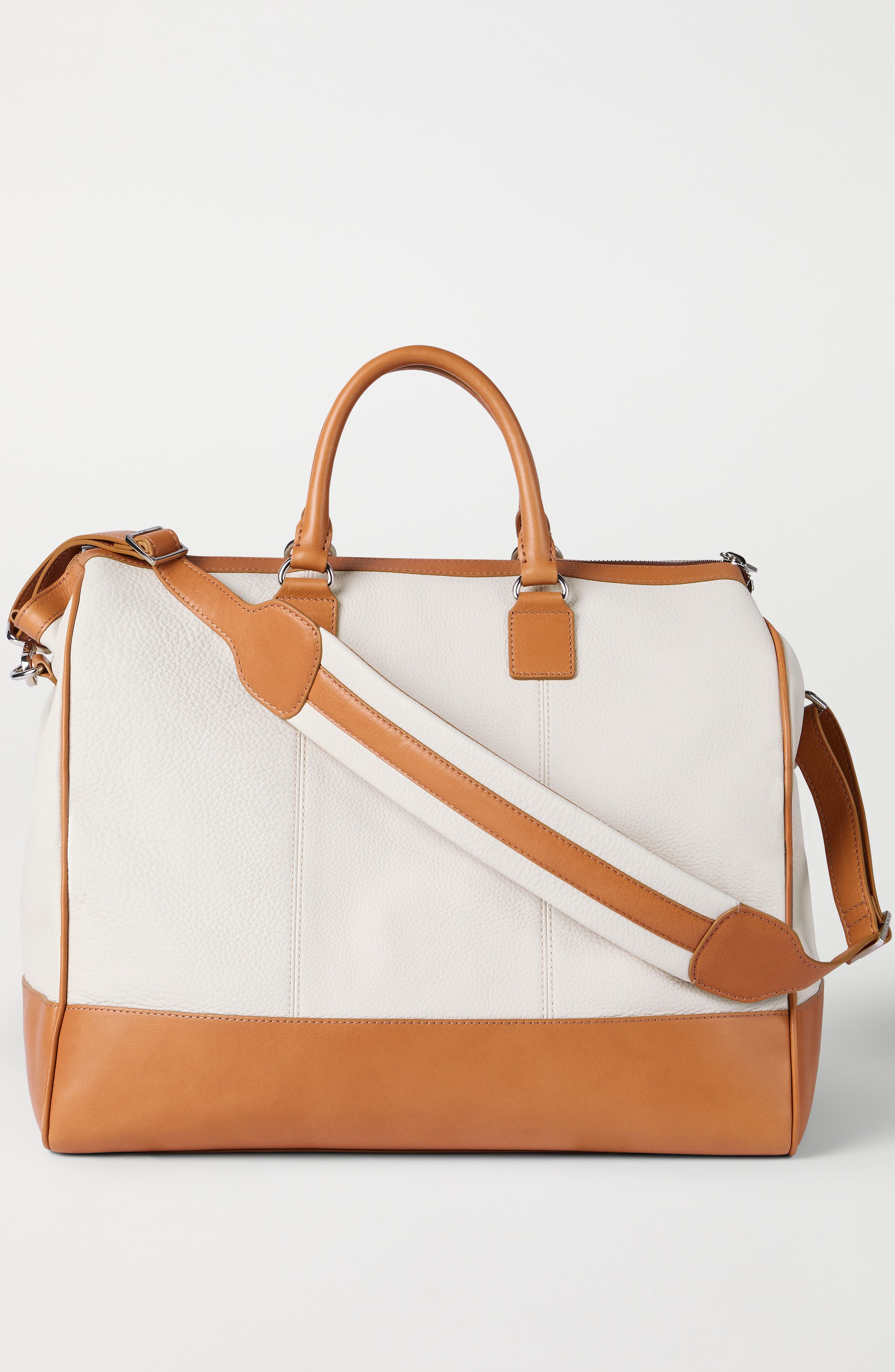 Brunello Cucinelli Calfskin and cowhide bag, Alternate, color, Ivory
