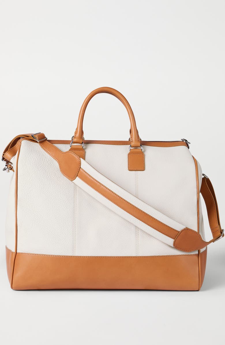 Brunello Cucinelli Calfskin and cowhide bag, Alternate, color, Ivory