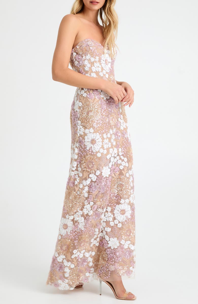 HELSI Lindsey Sequin Strapless Dress, Alternate, color, Pink/ White Floral