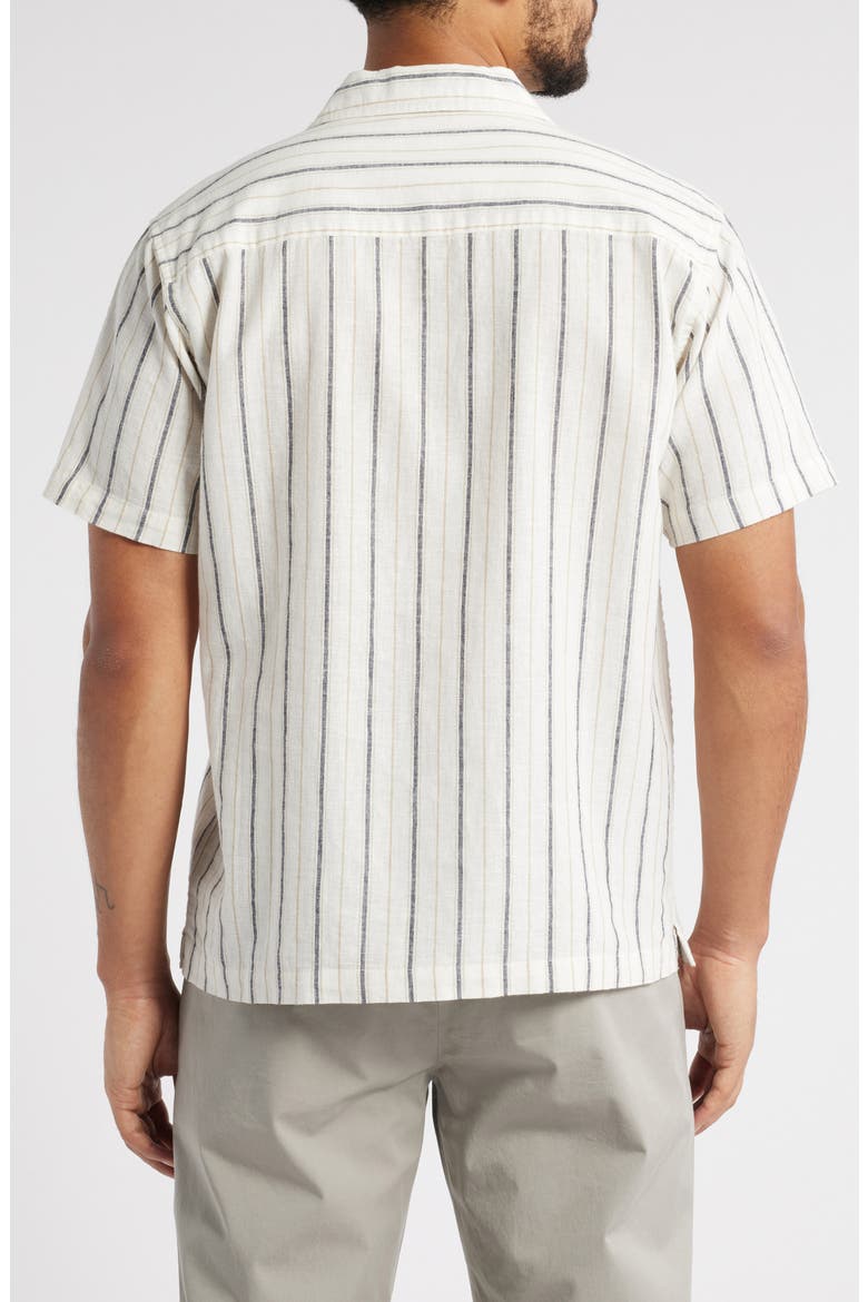 Foster Stripe Linen & Cotton Camp Shirt, Alternate, color, WHITE/GREY STRIPE