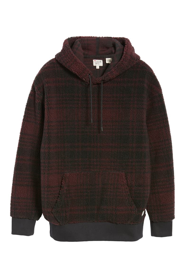 Levi's® x Justin Timberlake Faux Shearling Hooded Sweatshirt, Alternate, color, SERVAL MULLED WINE