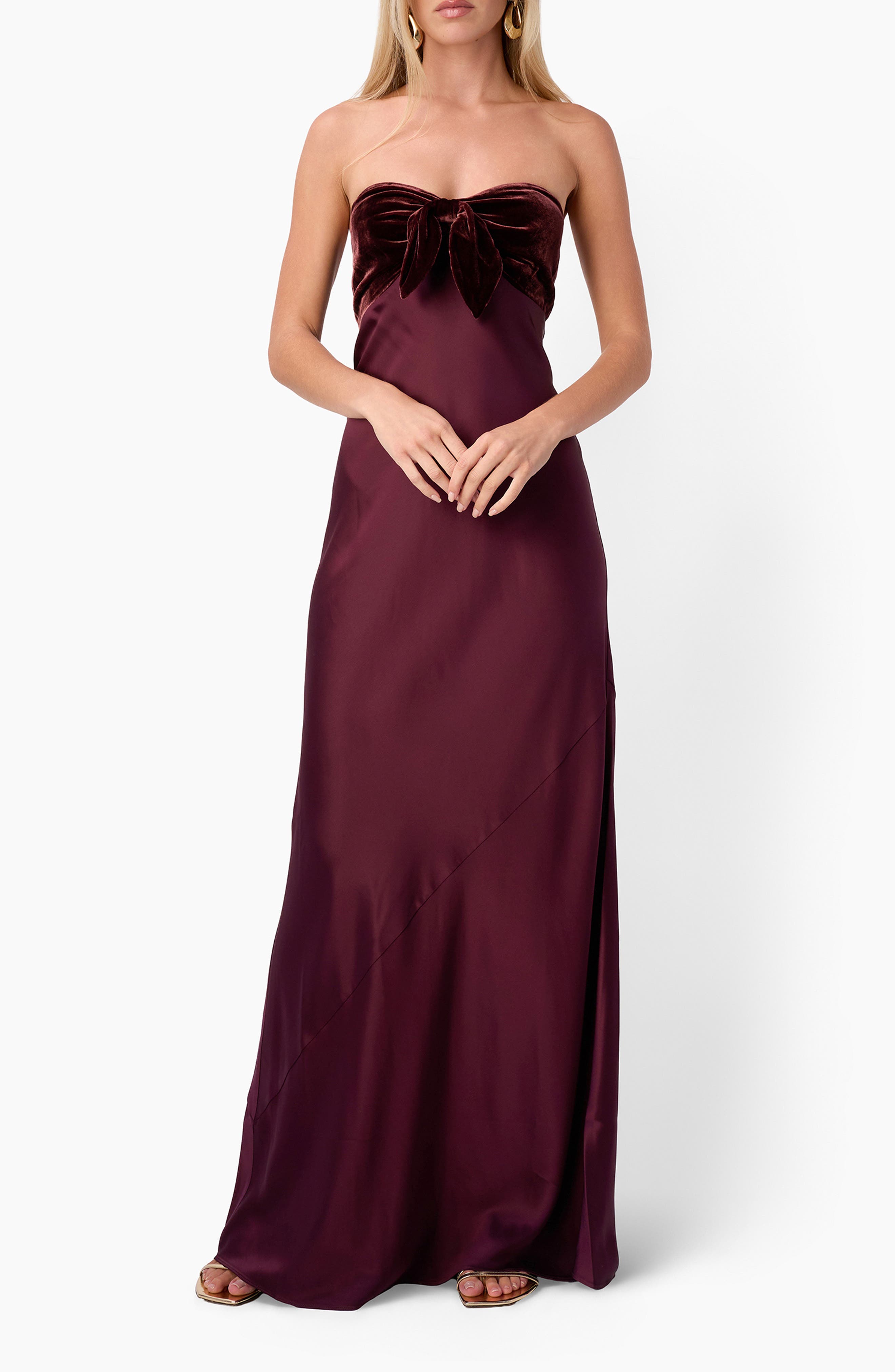 Lavinia Strapless Mixed Media Gown