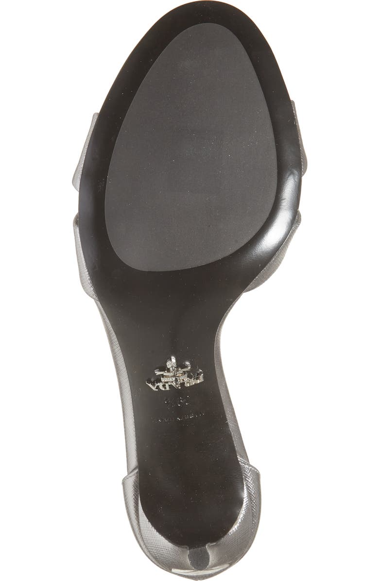 Prada Saffiano Metallic Leather Ankle Strap Sandal, Alternate, color, Cromo