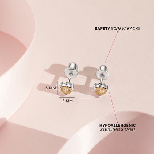 In Season Jewelry Cubic Zirconia Birthstone Heart Solitaire Earrings In November