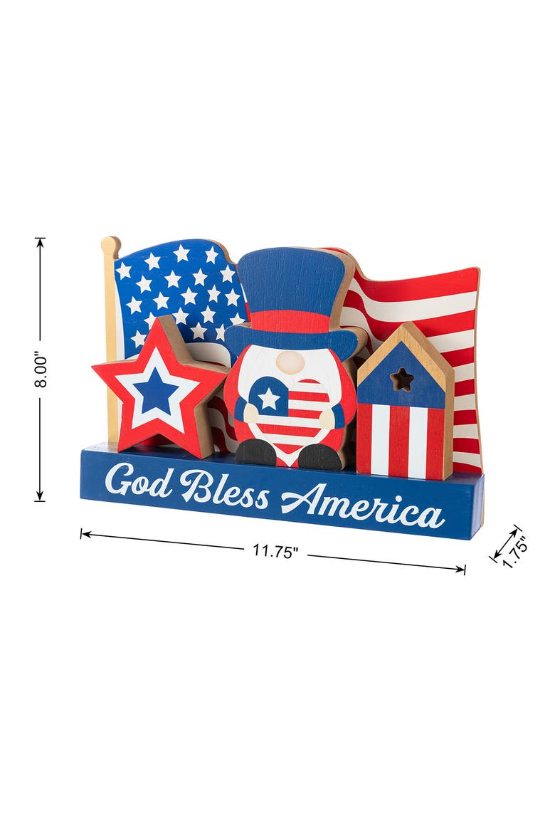 Patriotic Americana Wooden Block Table Decor, Alternate, color, Blue