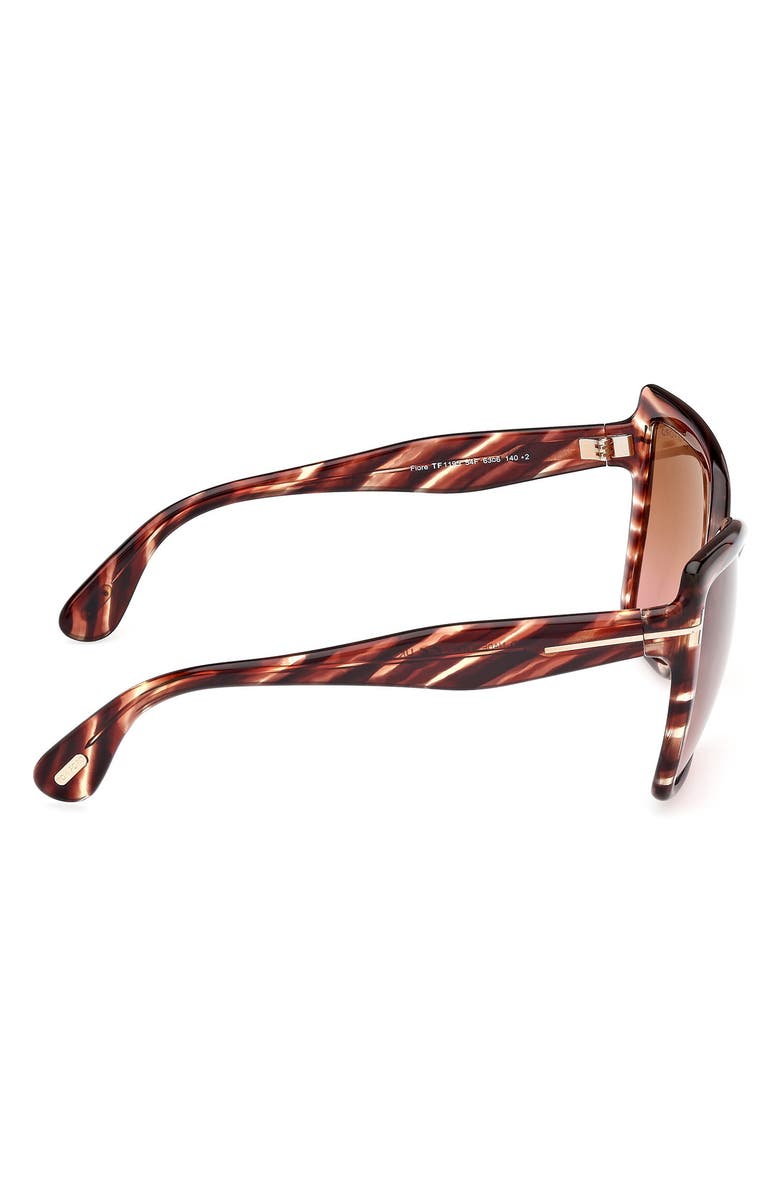 TOM FORD Fiore 63mm Oversize Gradient Butterfly Sunglasses, Alternate, color, Striped Burgundy / Champagne