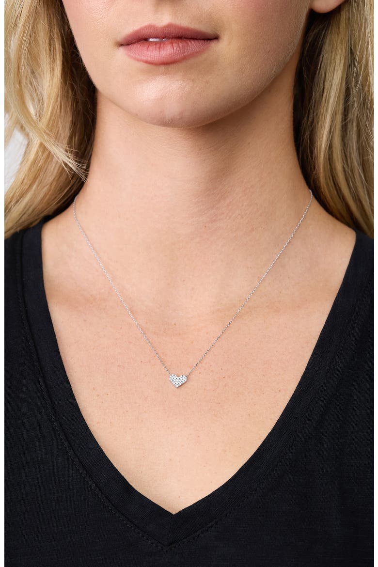 Liora 18K White Gold Pavé Diamond Heart Pendant Necklace, Alternate, color, 18K WHITE GOLD