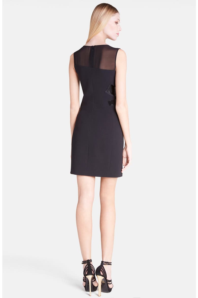 Sleeveless Illusion Yoke Sheath Dress, Alternate, color, NERO