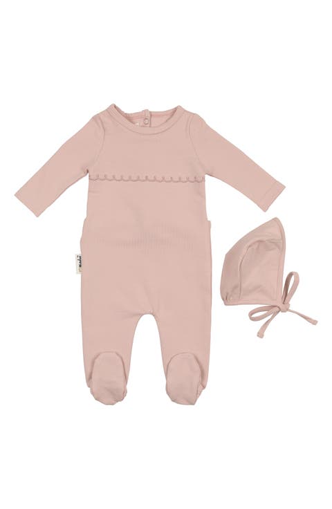 Embroidered Yoke Footie & Hat Set (Baby)