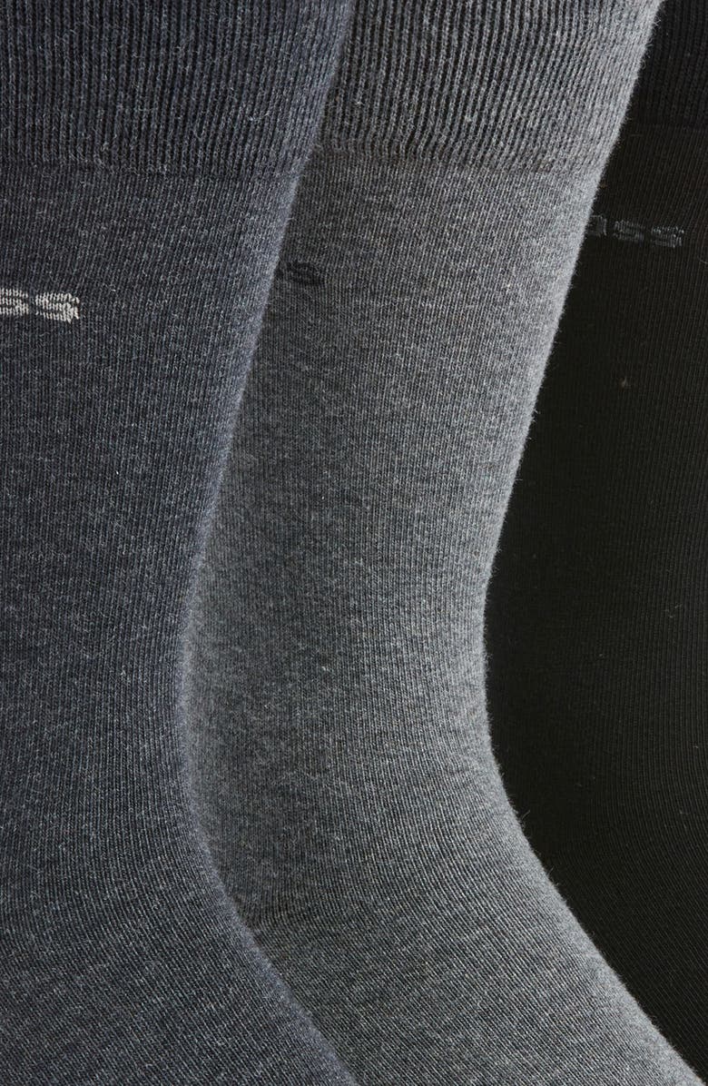 BOSS Assorted 3-Pack Cotton Blend Dress Socks, Alternate, color, Grey Multi