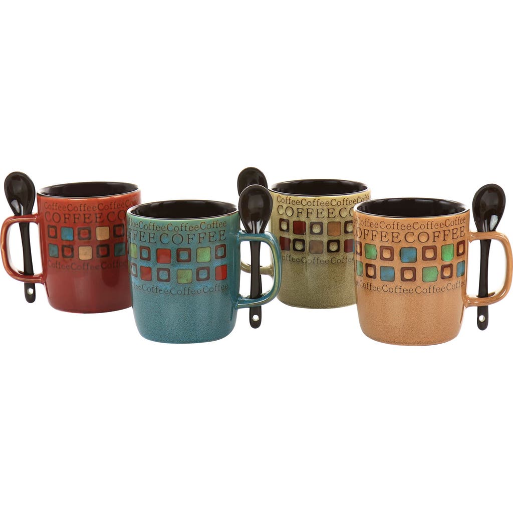 Mr Coffee Mr. Coffee Cafe Americano 8 Piece 13oz Ceramic Cup And Spoon Set In Multi